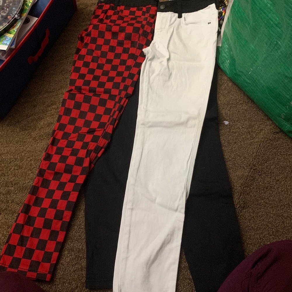 Two multicolored jeans